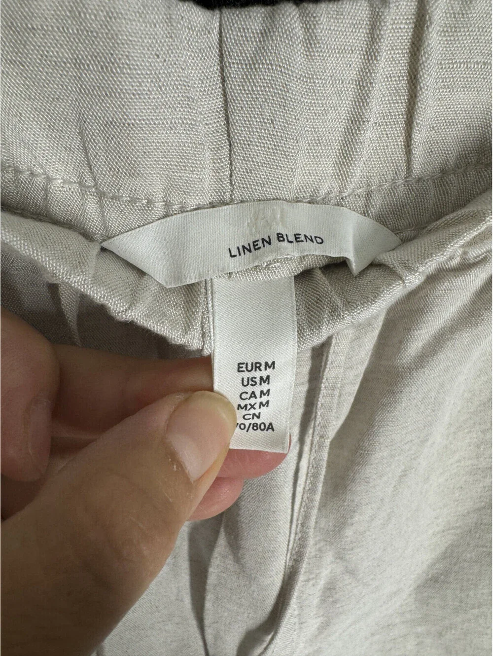 H&M Pants Women M Medium Gray High Rise Flat Front Drawstring Linen Lined